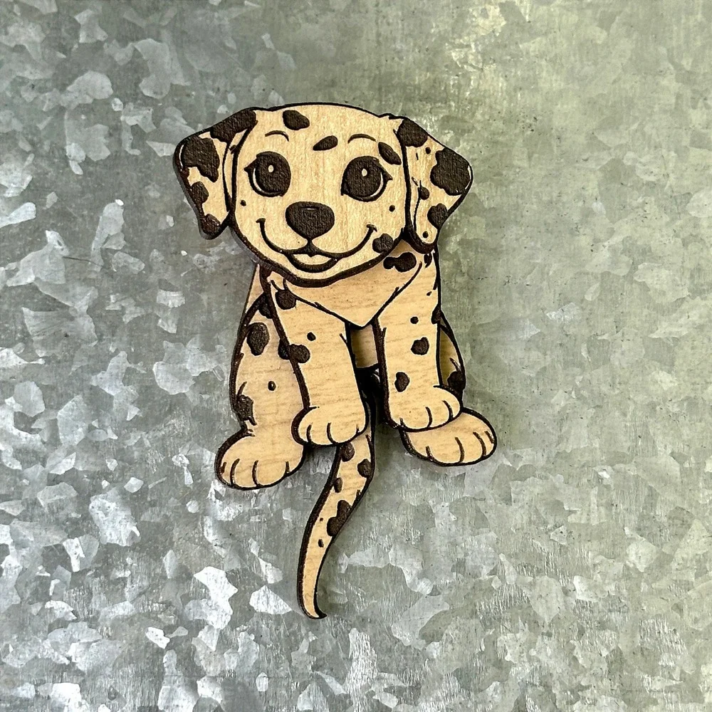 Dalmatian Puppy Dog Moving Parts Magnet Cute Animal Firehouse Dog Handmade